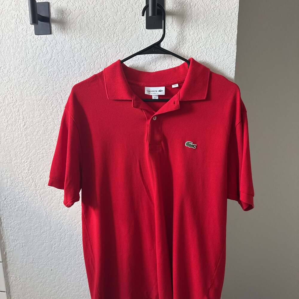 Lacoste Men's Red Polo Shirt with Crocodile Logo